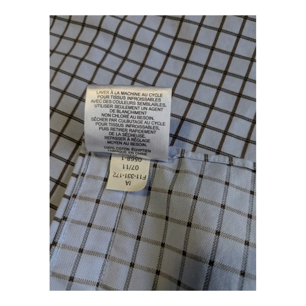 Hudson Room Fitted, Plaid Long Sleeve Shirt, Blue/Grey. 17.5/34 - Picture 7 of 10